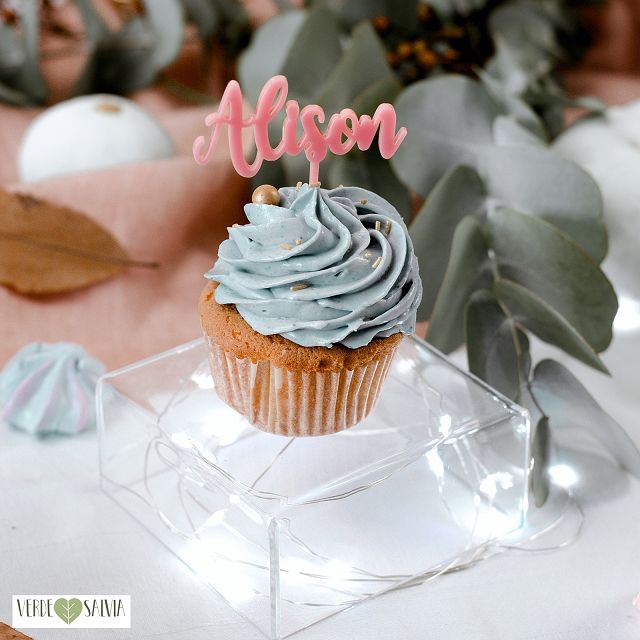 Mini topper per cap cake in plexiglass con nome